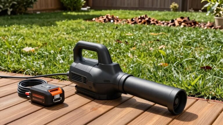 cordless leaf blowers yard powering up